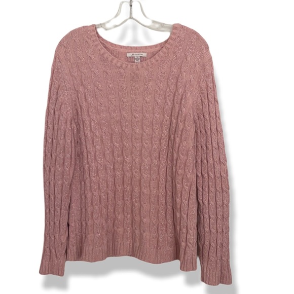 JM Collection pink cable sweater - Picture 1 of 9